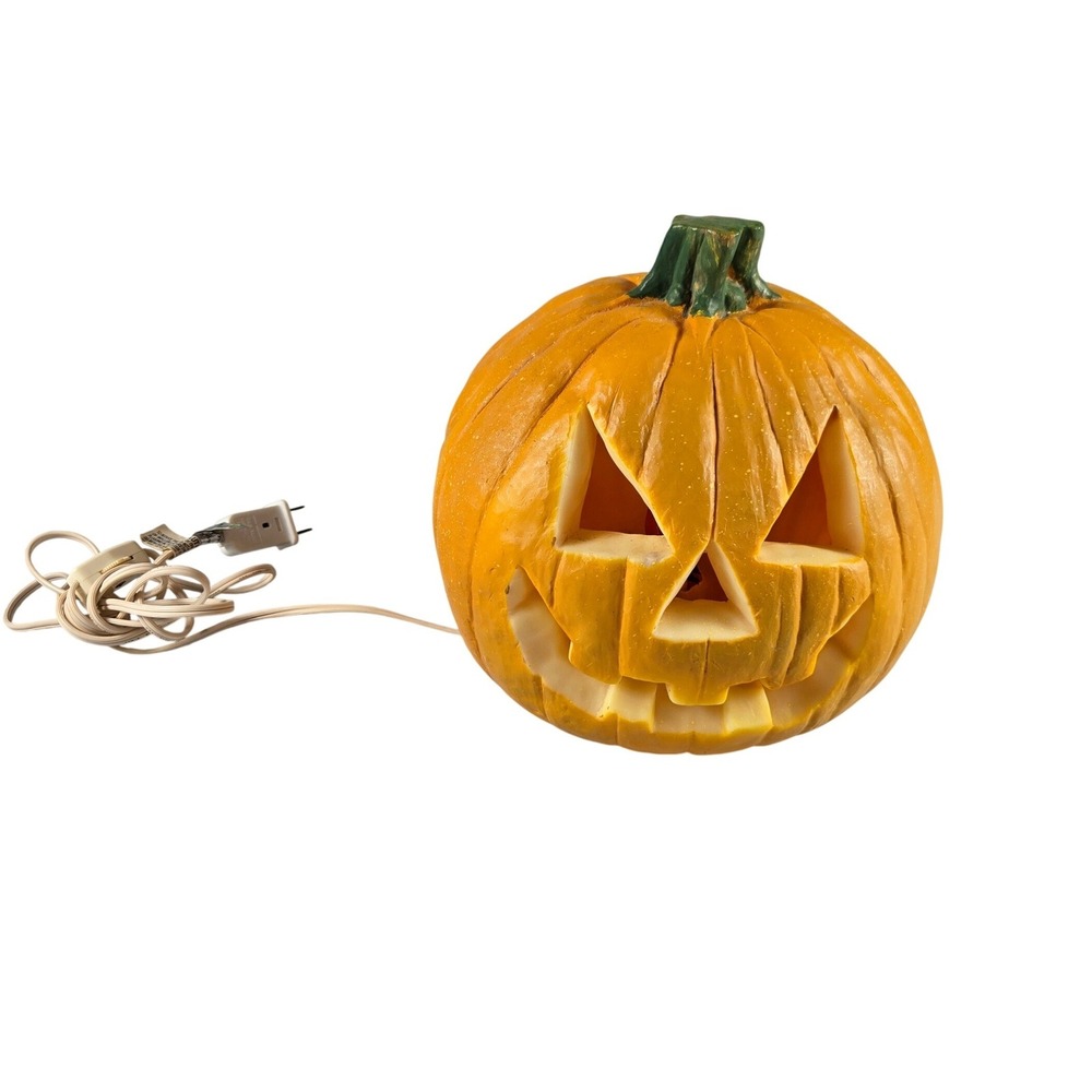 Vintage Halloween Jack O Lantern Pumpkin Light Blow Mold Table Decor Working